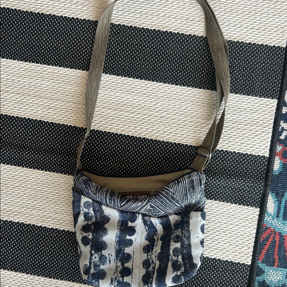 Blue Patterned Crossbody Bag with Adjustable Strap